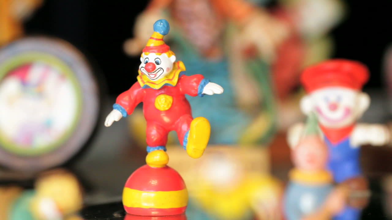 Clowns statuettes Montage with many different shots