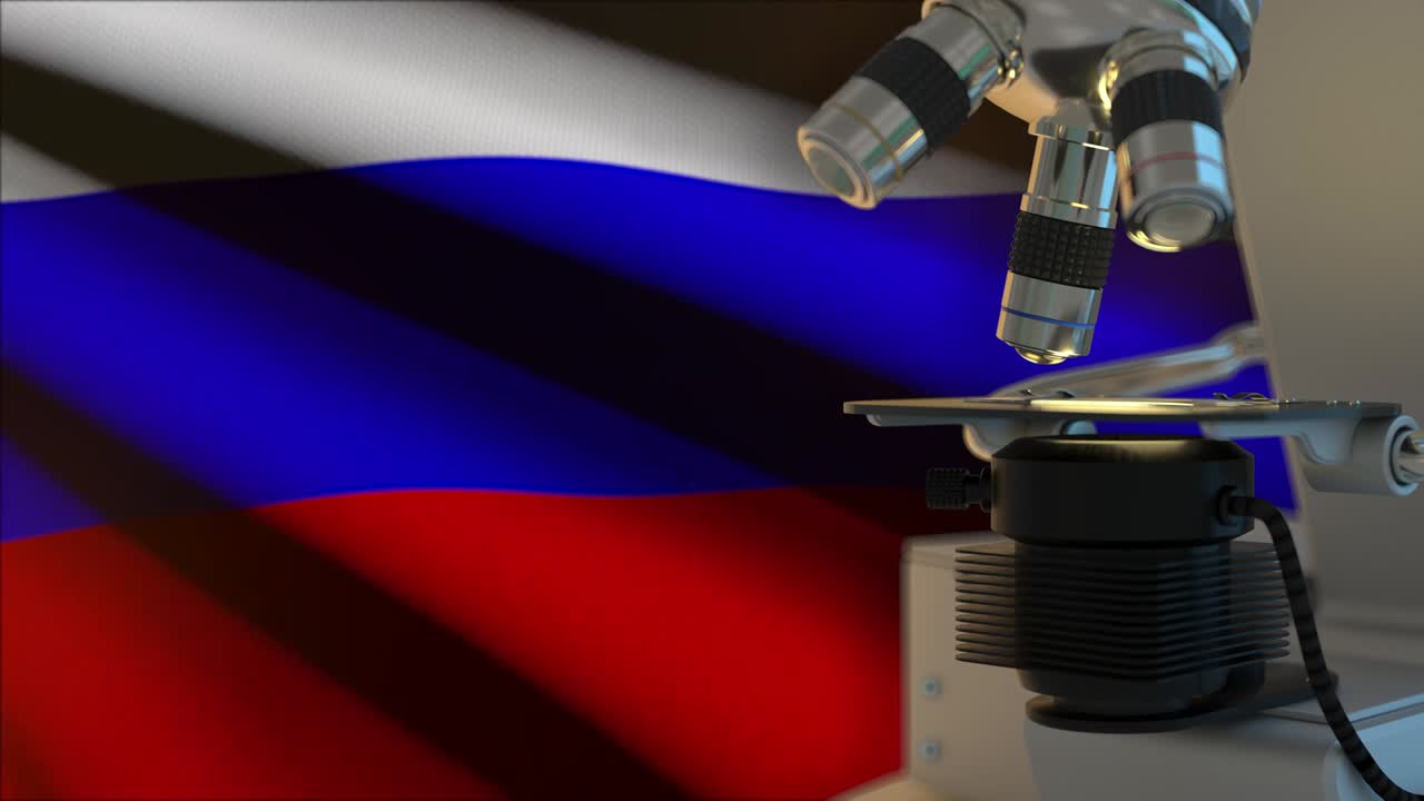 60fps 러시아 과학 콘셉트: 빨간색, 파란색, 색의 발, uhd 4k 3d 비디오 배경