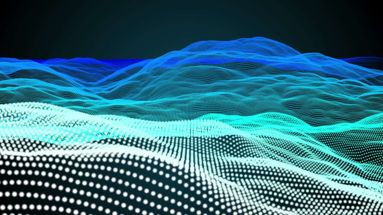 검은 바탕에 파란색 픽셀 풍경