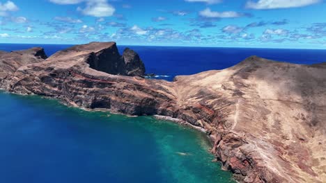 flying over the ponta de sao lourenco, popular hiking area in madeira island, portugal