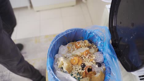 food waste. when he throws food and grain in the trash, he consumes it wastefully and unconsciously.