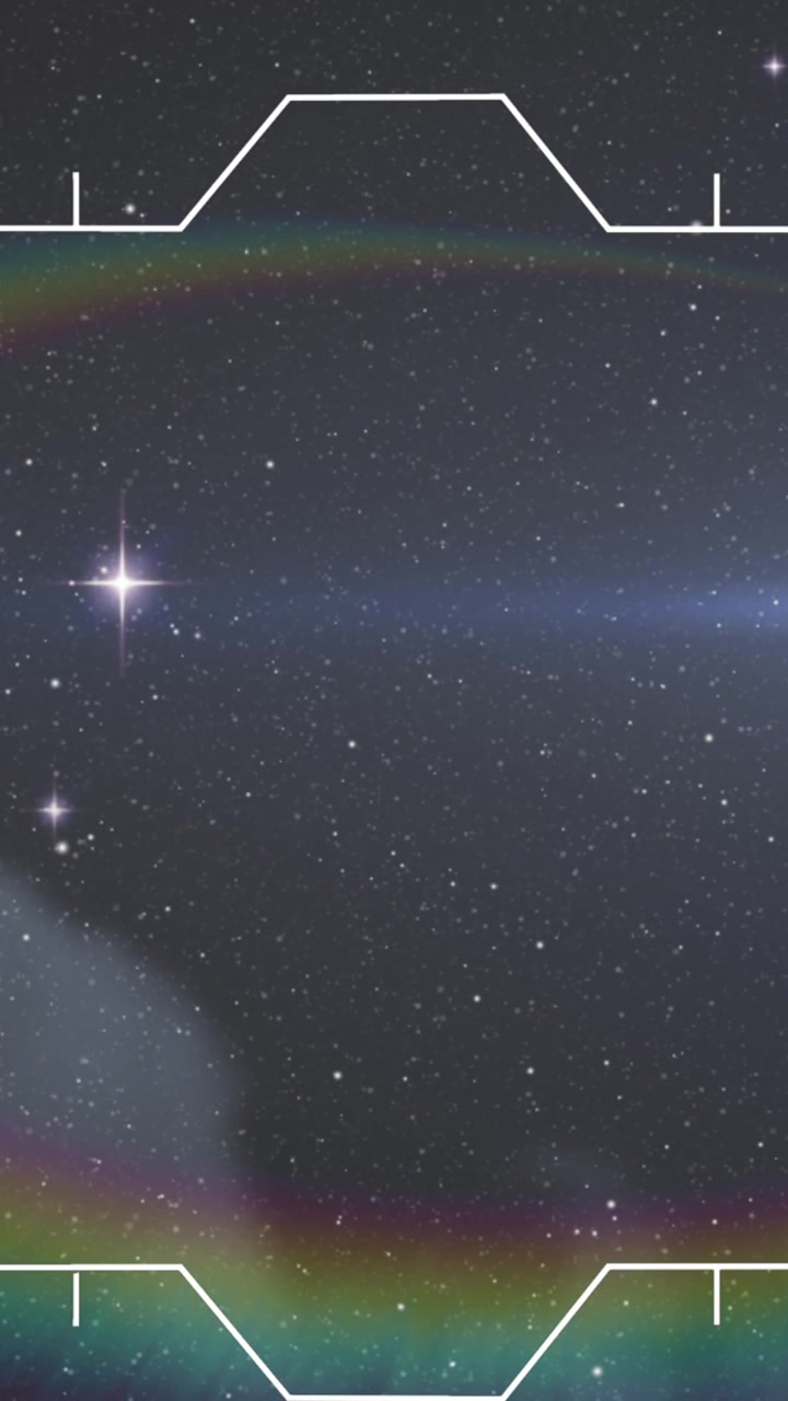Animación de un marco blanco con marcadores sobre un prisma y estrellas brillantes en el cielo nocturno.