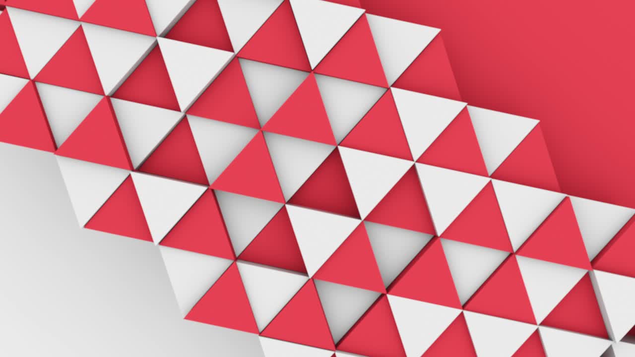 추상적인 3d 삼각형 모양의 배경은 다양한 색상으로 상단 뷰에서 4k 루프 애니메이션 영상을 설정합니다.