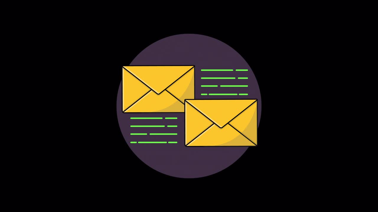 Concetto animato di comunicazione e-mail con due buste.