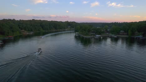fall labor day weekend sunset lake drone video over lake of egypt, southern illinois