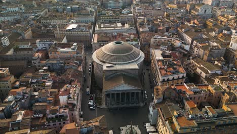 incredible aerial view above dome of pantheon in rome, italy