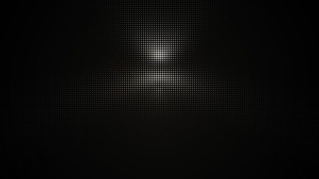 A minimalist black halftone dot grid illuminated by a sweeping white spotlight. Perfect for modern tech backdrops and retro digital designs