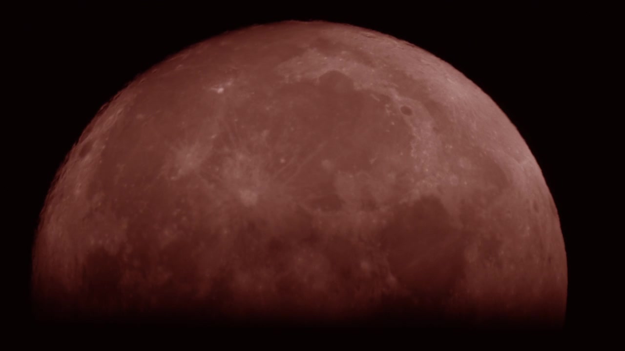 The red moon's detailed surface