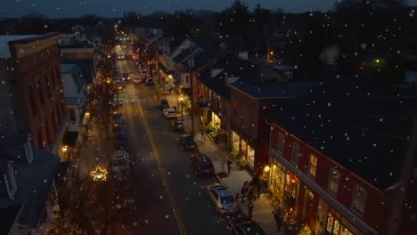 christmas shopping in small historic town in usa