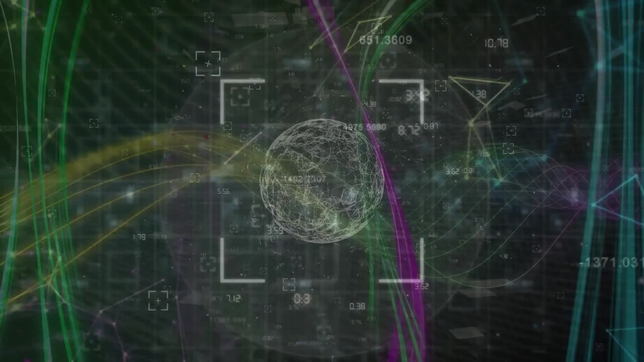 animación del globo con procesamiento de datos a través de conexiones