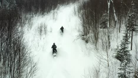 snowmobiling up a mountain side in canada