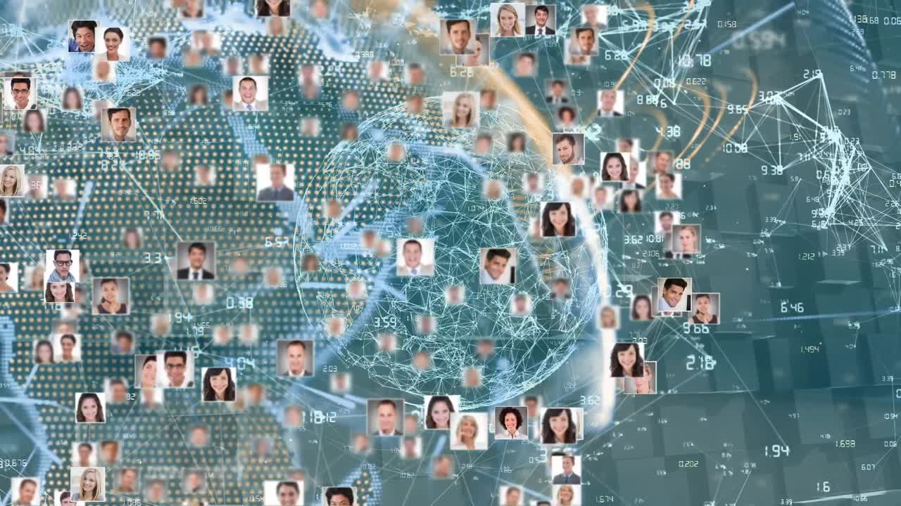 파란색 배경 위에 있는 사람 아이콘의 애니메이션