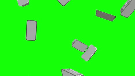 Aluminum-Foil-food-Container-boxes-Falling-on-Green-Screen-With-Alpha-Matte