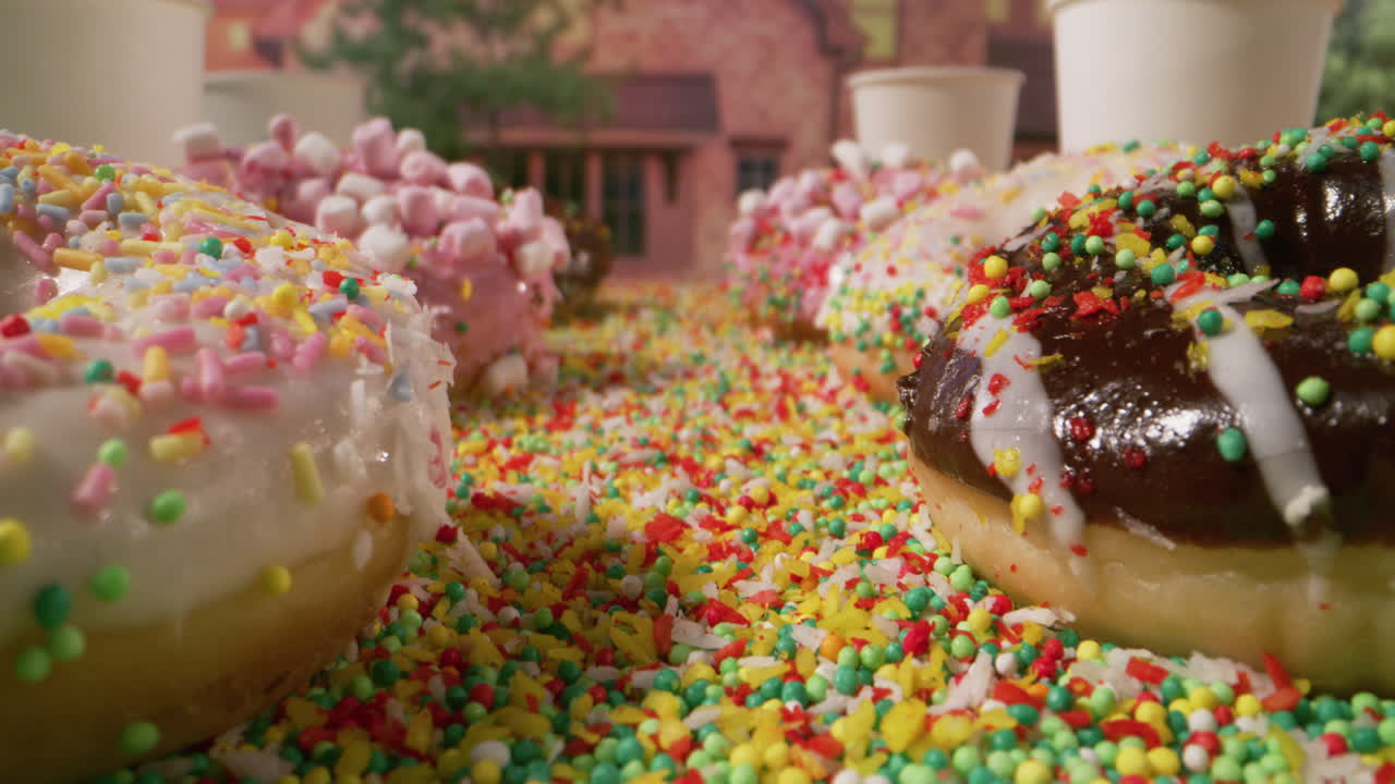 Colorful Donuts on a Table