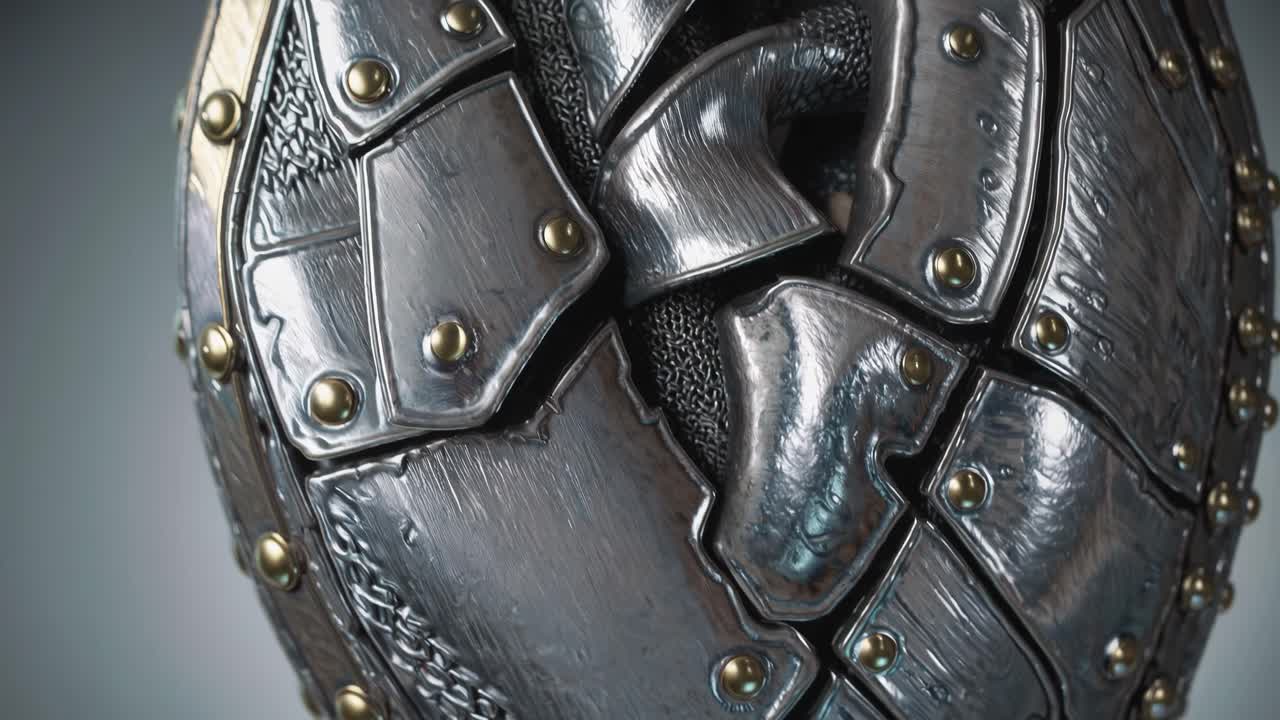 Detailed Close-up of a Medieval Heart-Shaped Shield