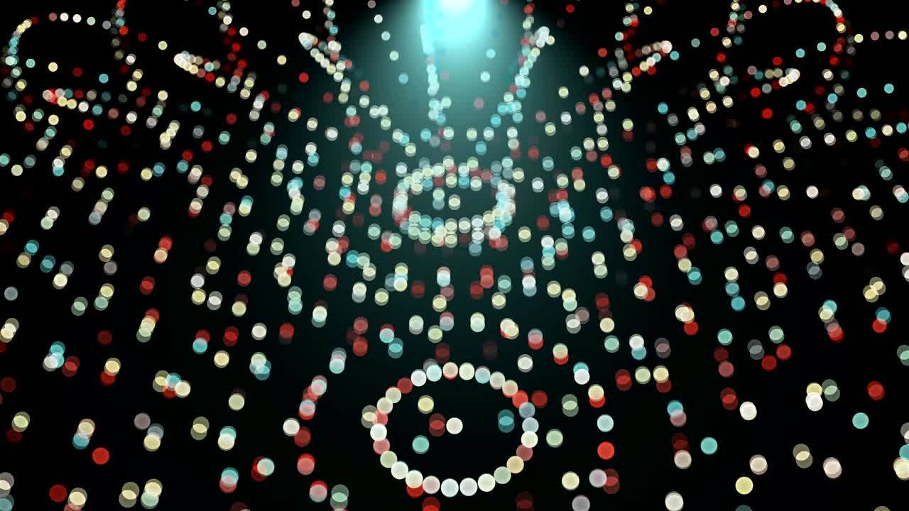 검은 공간에서 공 모양의 디지털 밝은 원 - 현대 추상화, 컴퓨터 생성 배경, 3d 렌더링