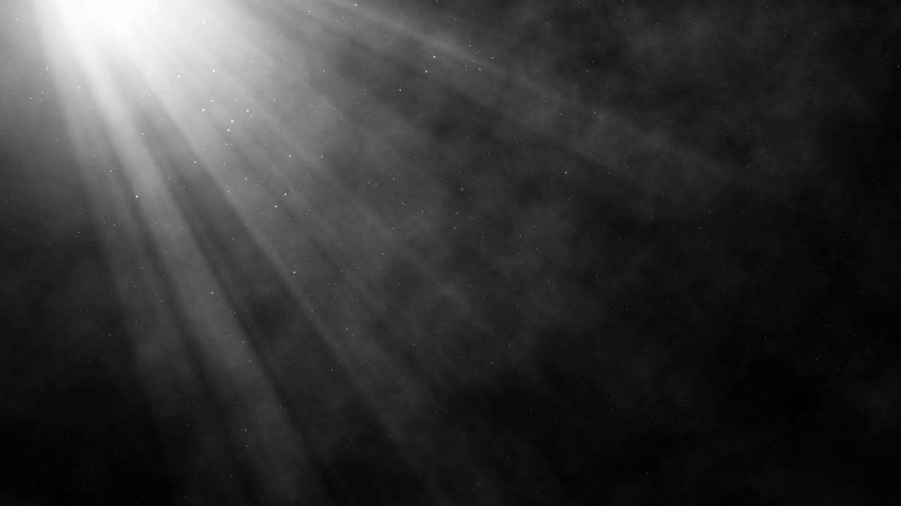 Billowing smoke with light beams and floating dust particles, loopable sunlight and swirling mist overlay