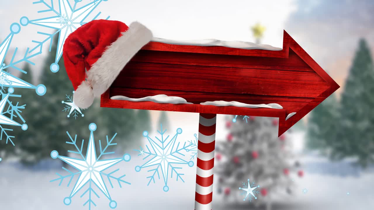 북극 표지판 의 애니메이션 과 겨울 풍경 의 복사 공간