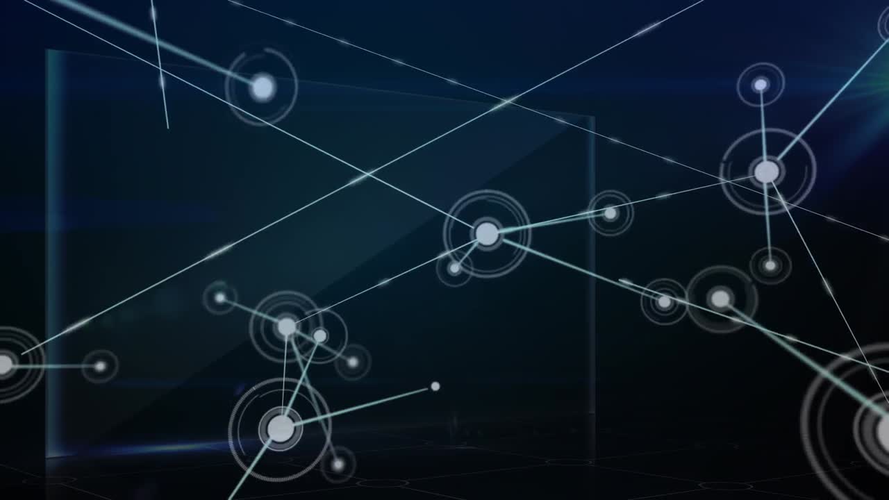 animación de la red de conexiones con puntos sobre fondo oscuro