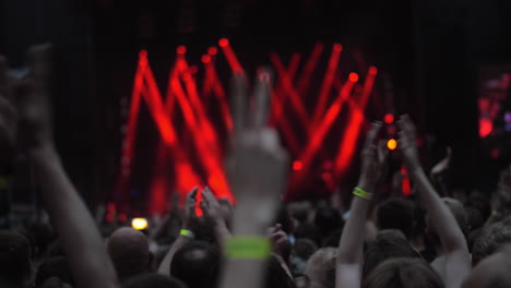 a slow motion of a cheering crowd at a concert show