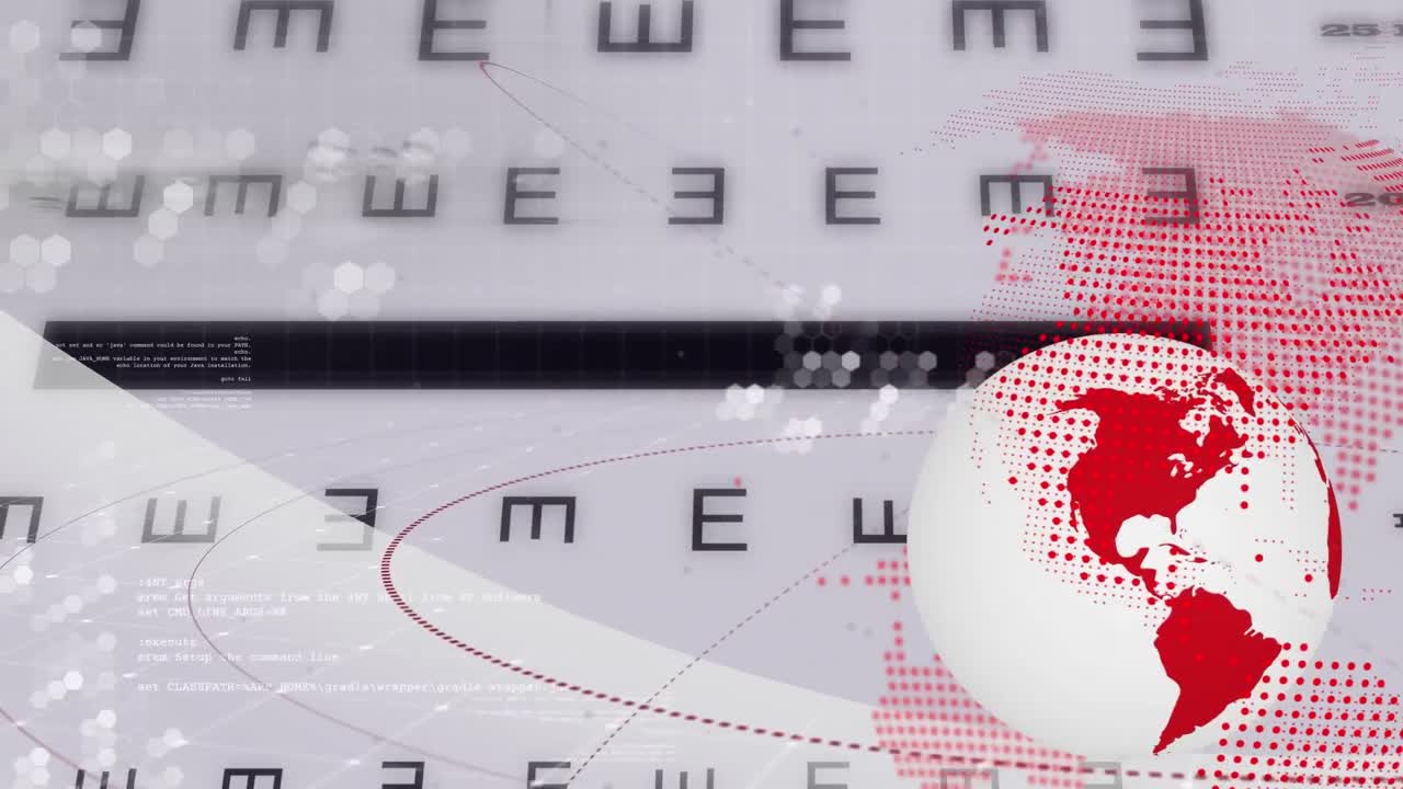 지구와 문자에 대한 데이터 처리의 애니메이션