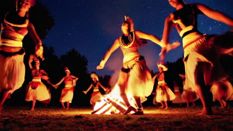 tribal fire dance under a starry night