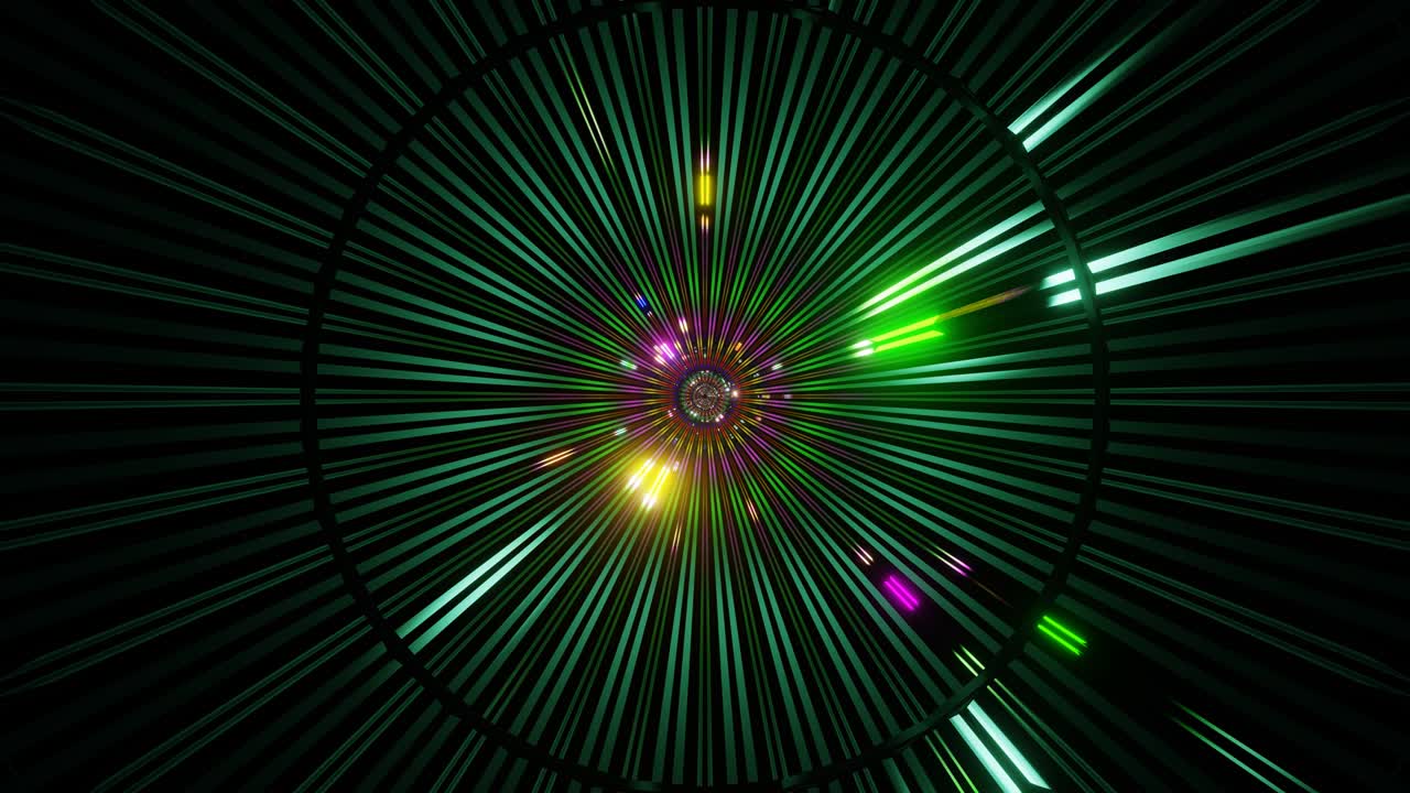 vj 루프 터널은 네온 조명을 켜고 있습니다.