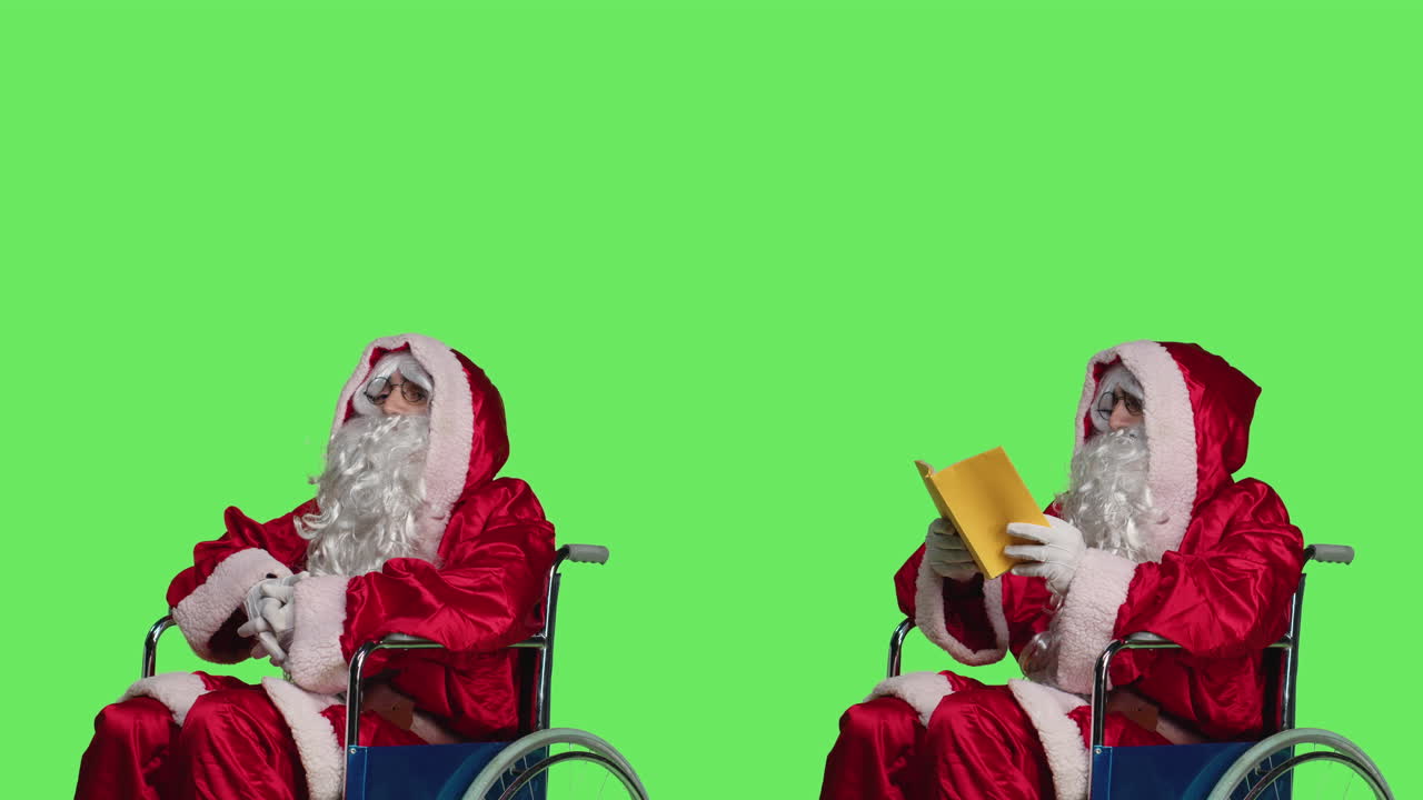 Two Santa Clauses in Wheelchairs