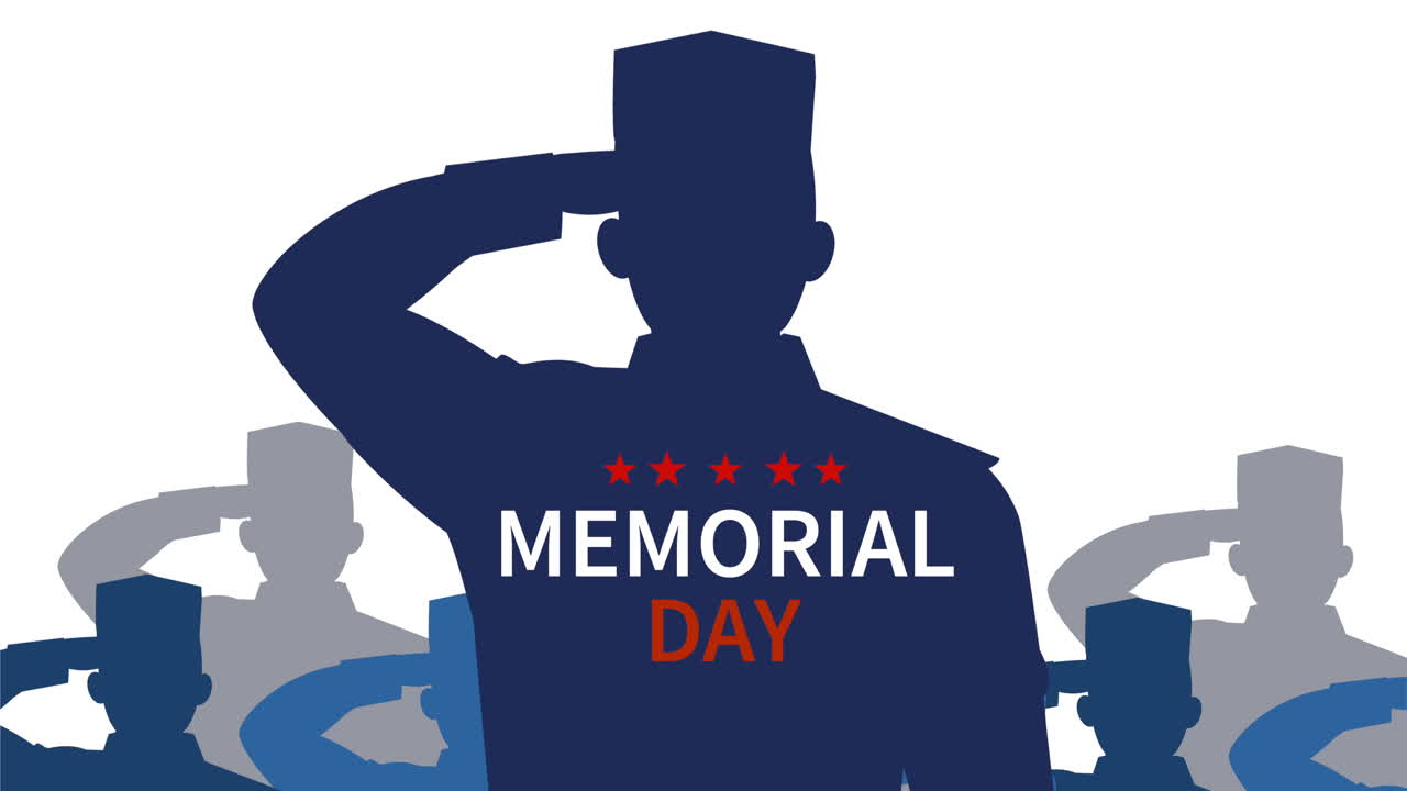 해피 메모리얼 데이 레터링 솔저 실루