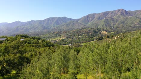 Aerial-Reveals-Carpinteria-Montecito-California-And-Establishing-Santa-Barbara-Mountains-Above