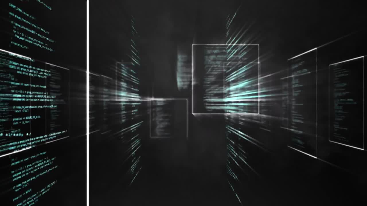 Smoke effect over multiple screens with data processing against black background