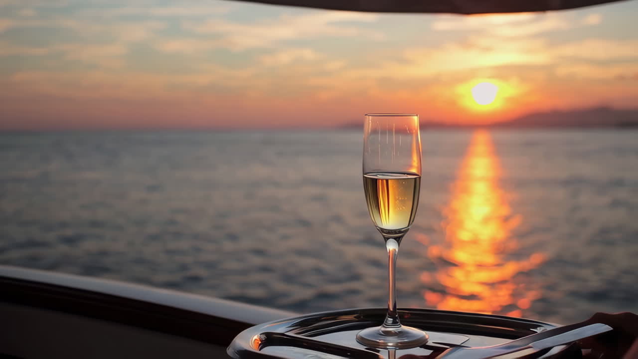 Champagne Sunset on a Yacht