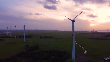 wind power turbine beautiful sky colorfull drone aerial