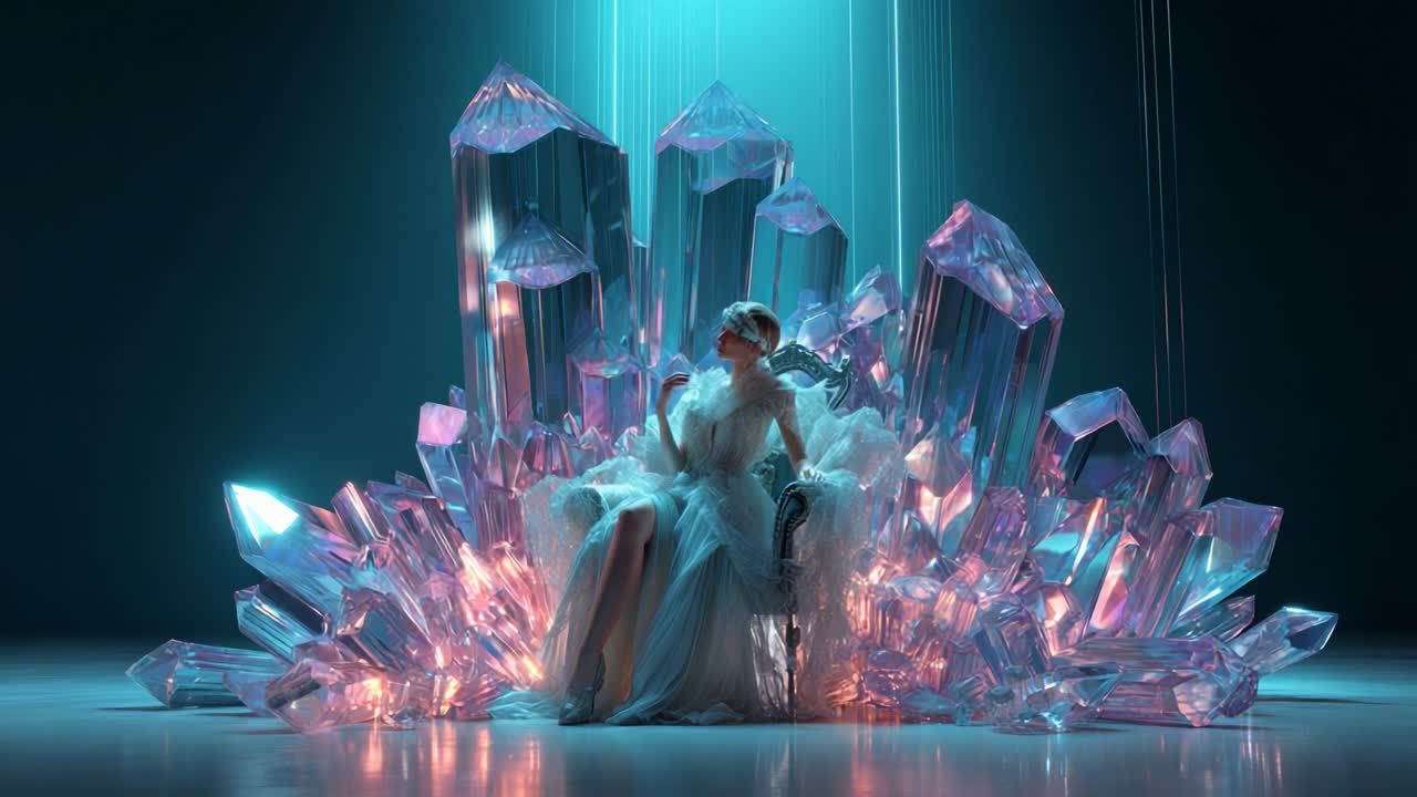 Elegant Woman on Crystal Throne