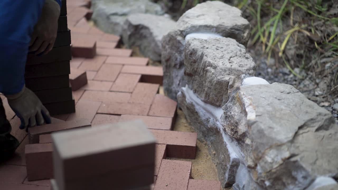 Laying Bricks for a Walkway