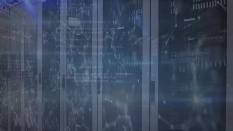 Animation-Von-Blauen-Lichtspuren-Und-Netzwerk-Von-Verbindungen-Vor-Dem-Computerserverraum