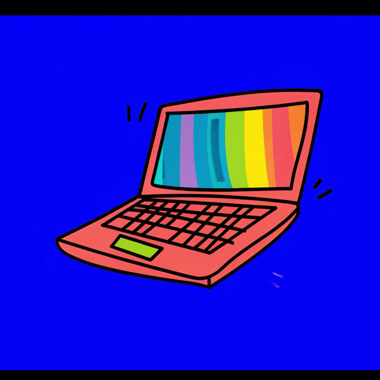 Colorful cartoon laptop illustration animation isolated asset, transparent 4K video, alpha channel