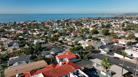 aerial view of san clemente coastline city with nice luxury and wealthy homes on a clear sunny day