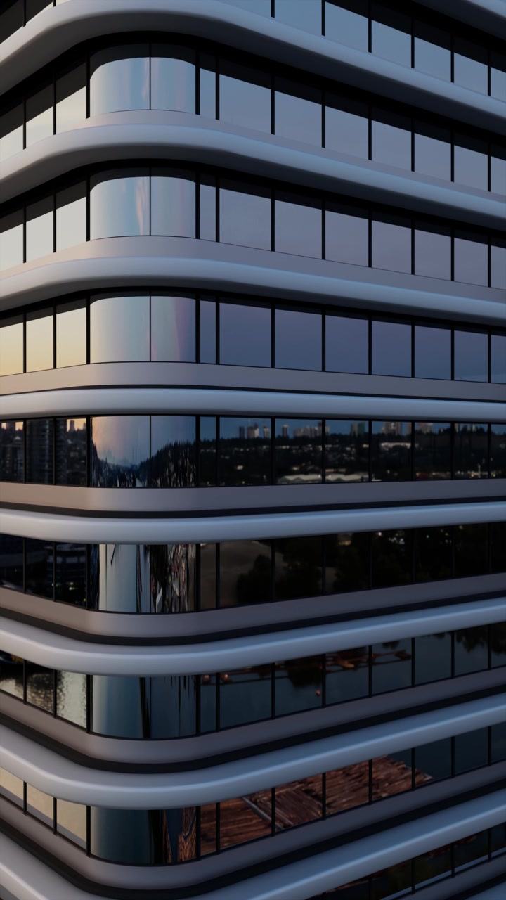 Fachada moderna de edificio de oficinas corporativo