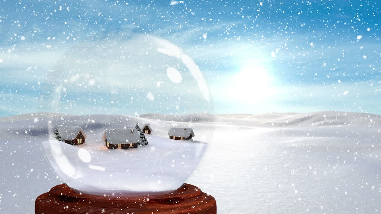 눈  ⁇ 인 풍경을 배경으로 조명된 오두막의 디지털 애니메이션 4k