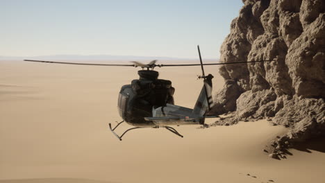 helicopter flying over desert