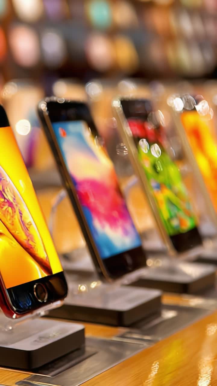 A Display of Modern Smartphones Showcasing Various Designs and Colors, Highlighting the Technological Advancements in Mobile Communication Devices