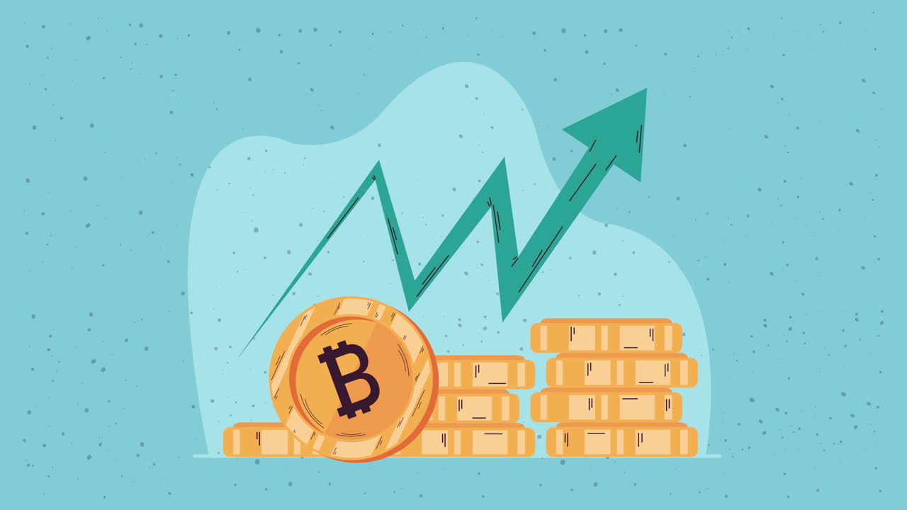 animace hromady bitcoinů a krypto investice