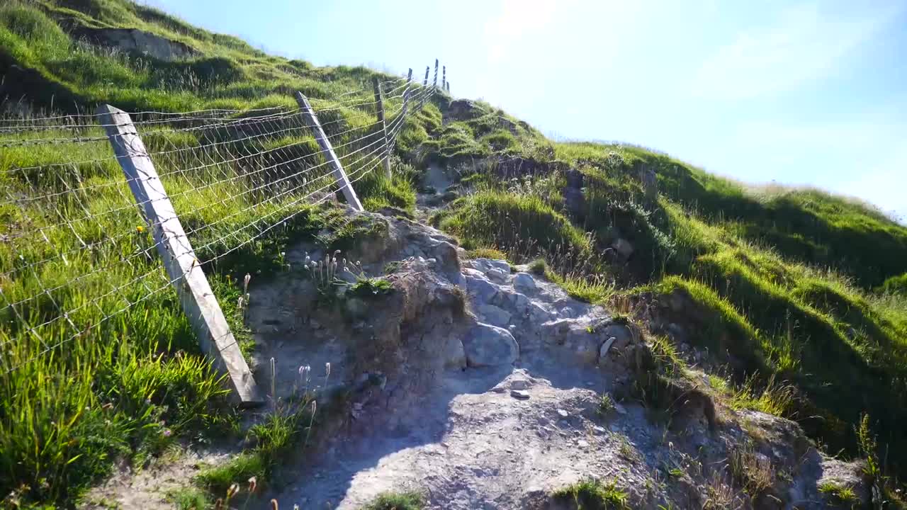 Walking up a secluded pathway on a mountain