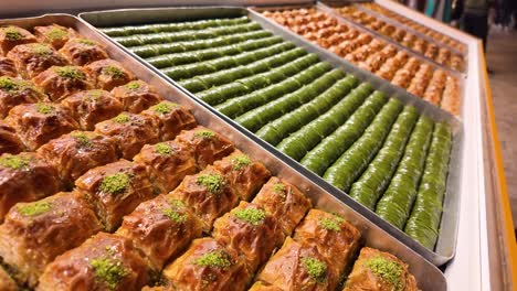 variety of baklava in display trays