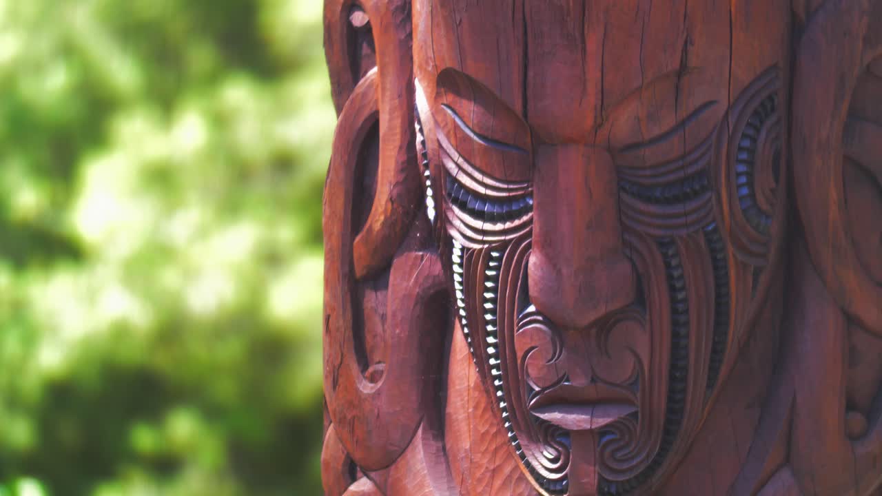 Maori Art Traditional Wooden Carving Of Warrior's Face