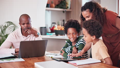 Happy-black-family,-writing