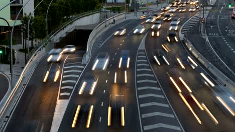 cinemagraph of traffic scene  at dusk.