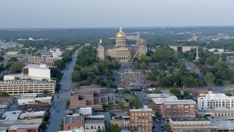 iowa state capitol building in des moines, iowa with parallax drone video moving in a circle