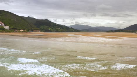 aerial drone view of the urdaibai biosphere reserve in mudaka in the basque country